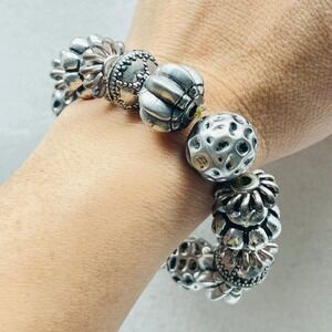 Valentine-Style European Charm Bracelet Beaded Hearts Love Theme